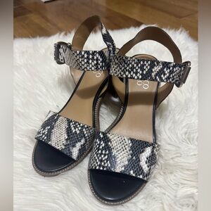 Franco Sarto Women's Snakeskin Sandals - Black and Cream